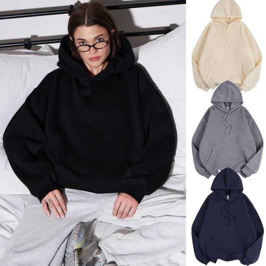 Adora Milano Felpe con Cappuccio Invernali da Donna in Tinta Unita Basic in Pile Elasticizzato Comode