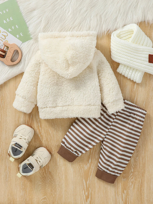 Adora Milano Neonati Maschietti 0-6M Invernale Orsetto Cartone Animato con Cappuccio Manica Lunga