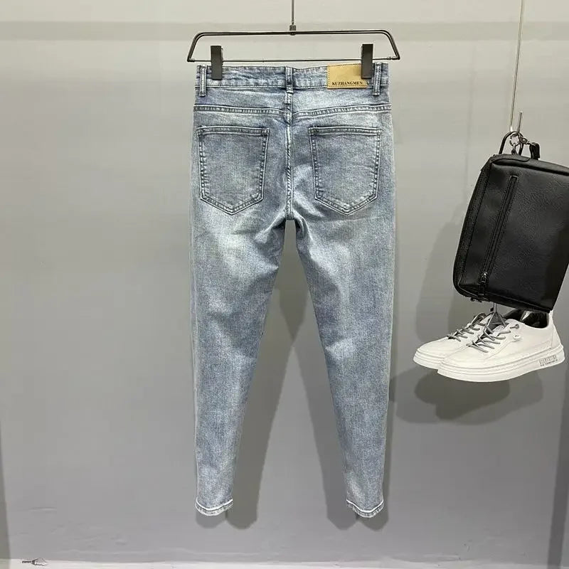 Low Rise Jeans for Men Xs Goth Luxury Harajuku Stylish Trousers Cotton 2025 Korean Autumn Soft Stacked Classic Man Cowboy Pants