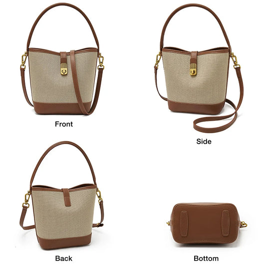 Adora Milano Borsa a Mano da Donna in Pelle PVC Borsa a Secchiello da Donna Borsa a Spalla alla Moda