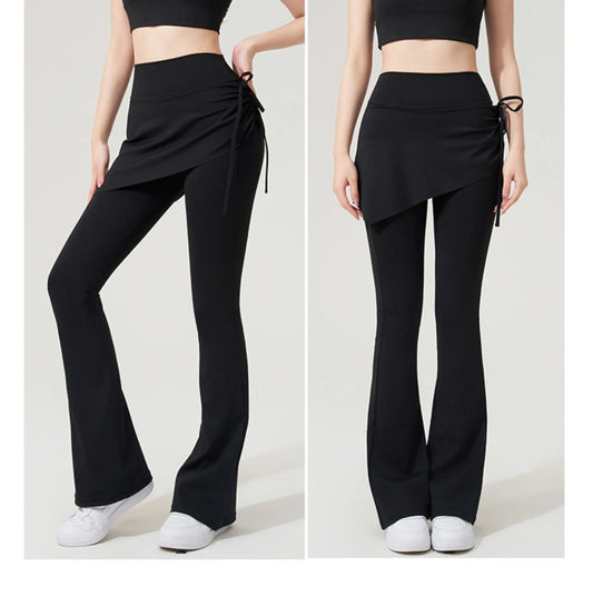 Adora Milano Yoga Pantaloni a Zampa Gonna Pantaloni Vita Alta Anca Sport Fitness Leggings