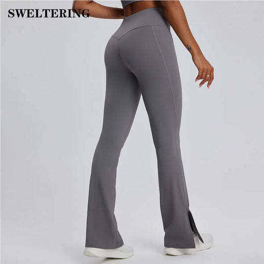 Adora Milano Yoga Leggings Donna Pantaloni a zampa Leggings Fitness
