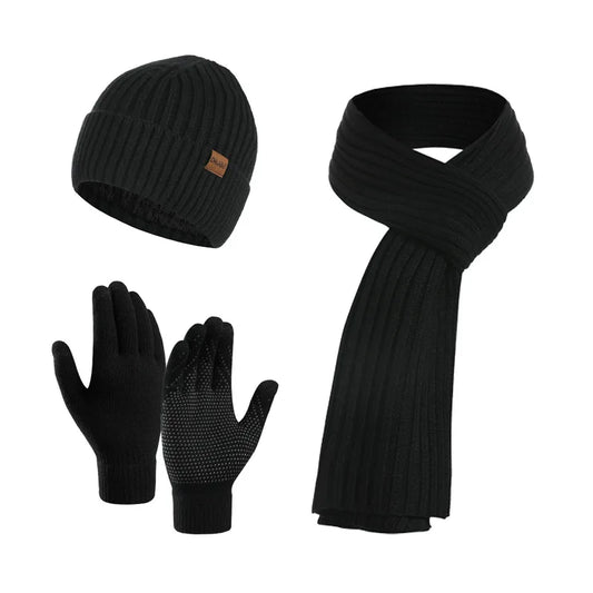 Adora Milano Herren Winter Warmhalteset Fleece-Futter Mütze Handschuhe Schal