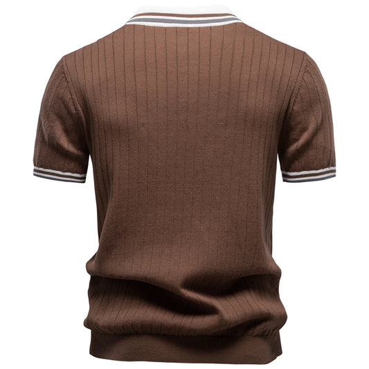 AIOPESON Polo da uomo 100% cotone morbido, delicato sulla pelle, tinta unita, colletto elegante, stile casual Old Money, abbigliamento da uomo