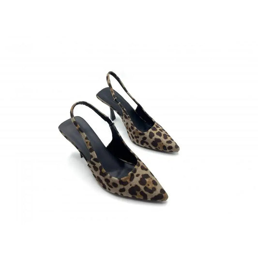 Adora Milano Sandali con Tacco a Spillo a Punta Chiusa Stampa Leopardata Moda Francese