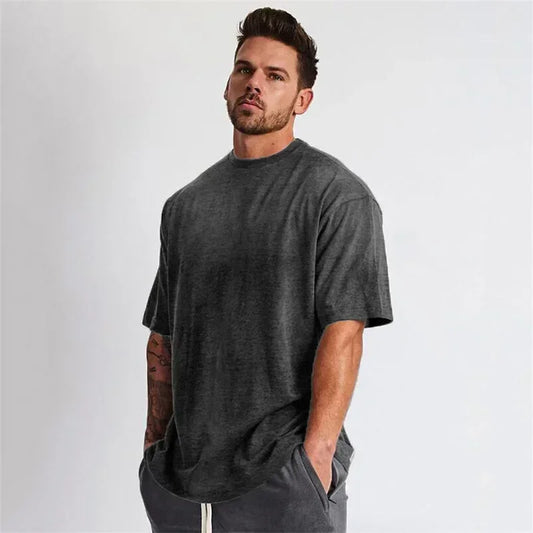 Adora Milano T-shirt Oversize Liscia da Uomo Maglietta Estiva a Maniche Corte Casual