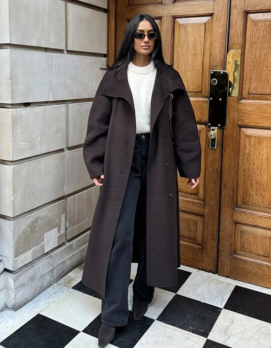 Adora Milano Cappotto Lungo Casual in Lana Giacca da Donna