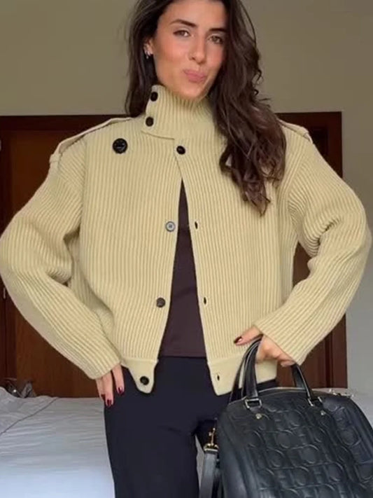 Adora Milano Cappotto Maglione da Donna Monopetto in Maglia