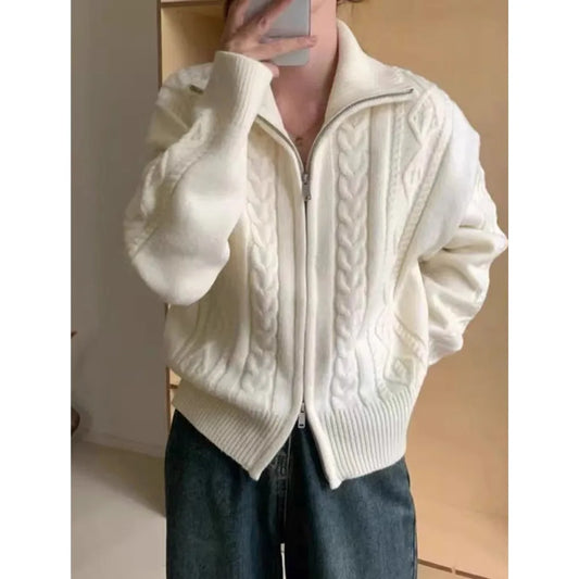 Adora Milano maglione da donna a collo alto, morbido e ampio, in lana lavorata a maglia per autunno e inverno