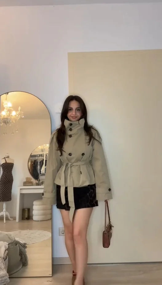 Adora Milano Giacche da Donna Doppiopetto Colletto Coreano Cappotti Casual Giacca Vintage da Donna