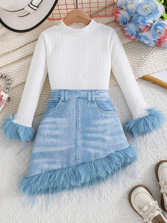 Set due pezzi Adora Milano per bambina: top blu