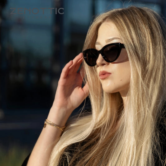 ZENOTTIC Occhiali da Sole Polarizzati Cat Eye Retrò in Acetato Fatti a Mano Protezione UV400 Occhiali da Sole da Donna