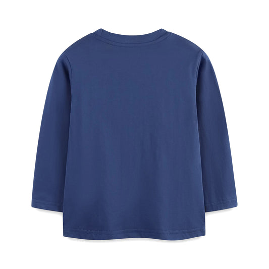 Maglietta a maniche lunghe Adora Milano da neonato, colore blu navy - Maglietta con grafica di trenino colorato