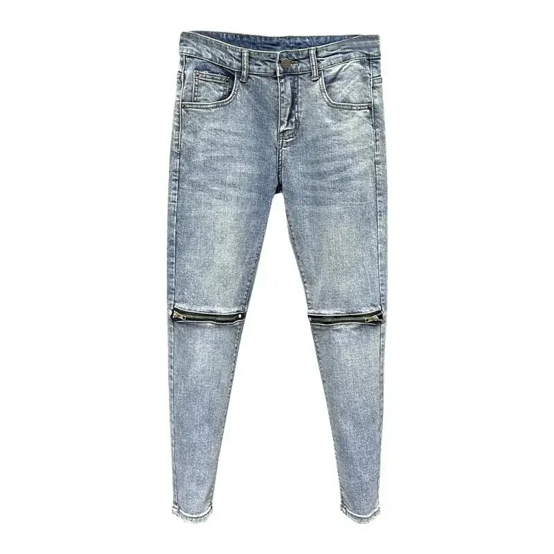 Low Rise Jeans for Men Xs Goth Luxury Harajuku Stylish Trousers Cotton 2025 Korean Autumn Soft Stacked Classic Man Cowboy Pants