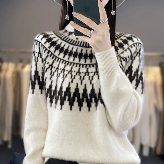 Adora Milano Maglione Donna Collo Semi-alto Pullover Invernale Maglia Sottogiacca