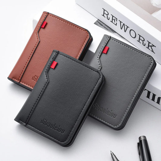 Adora Milano Ultraflaches Mini-Kreditkartenetui aus weichem PU-Leder für Herren