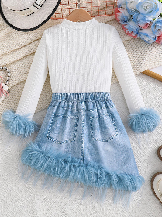 Set due pezzi Adora Milano per bambina: top blu