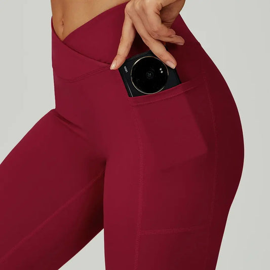 Leggings Donna Adora Milano a Vita Alta Pantaloni Yoga Collant con Tasche