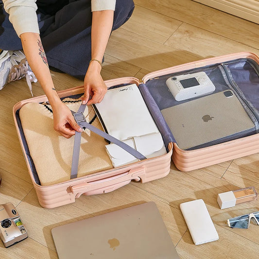 Adora Milano Suitcase Lightweight Spinner Wheels Fashionable Leather Travel Bag Password Lock Hand Luggage