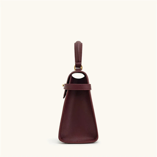Borsa a mano da donna Adora Milano Elise Borsa a mano color bordeaux di design alla moda Borsa a tracolla quadrata grande Borsa da donna di alta qualità