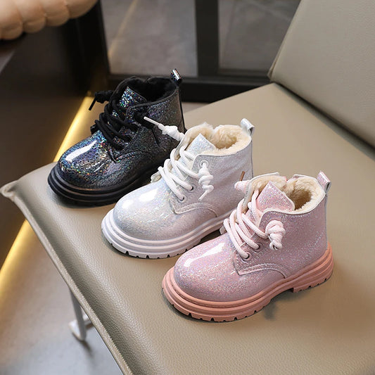 Adora Milano Stivali Bambina Glitter Chunky Cerniera Antiscivolo Stivaletti Caviglia Bambini