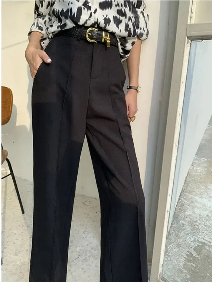 New Women's Summer Pants Solid Casual Loose High Waisted Wide Leg Pants Women Street Fashion White Trousers Elegant Pants Female