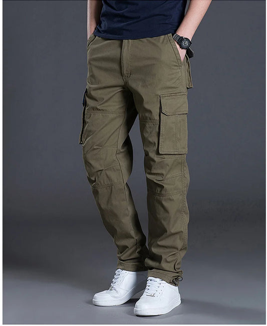 Adora Milano Cotton Multi Flap Pockets Men's Straight Leg Cargo Pants