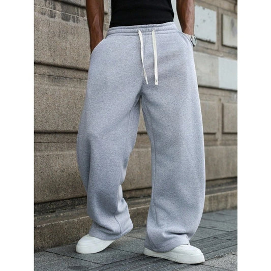 Adora Milano Men's Solid Color Casual Jogging Style Straight Leg Pants