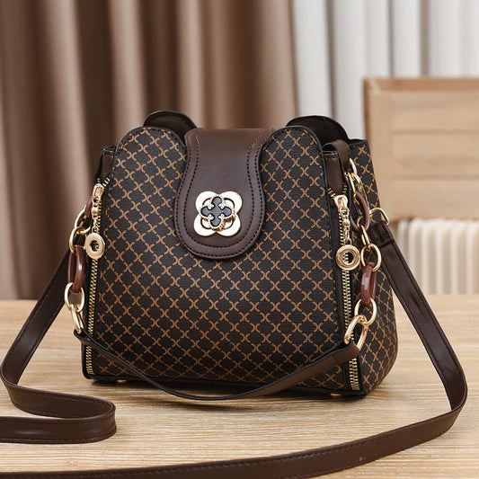 Adora Milano Borsa da donna Borsa a tracolla di lusso a secchiello Borsa a tracolla con patta a quadri di grande capacità