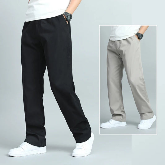 Adora Milano Men's Casual Cotton Trousers Loose Fit Straight Pants