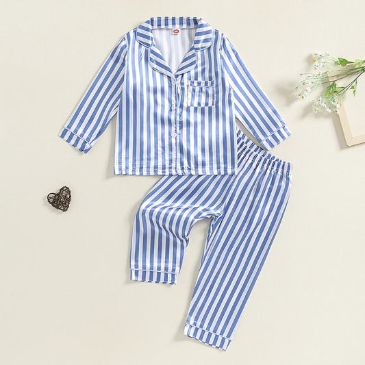 Adora Milano Pigiama da Bambina Stampa a Righe Maglie a Maniche Lunghe