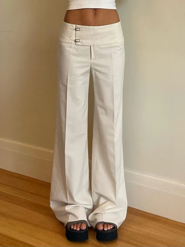 Rockmore Y2K Vintage Baggy Flare Pant Women Fashion Streetwear Casual Low-rise Solid Wide Leg Trousers Streetwear pantalones