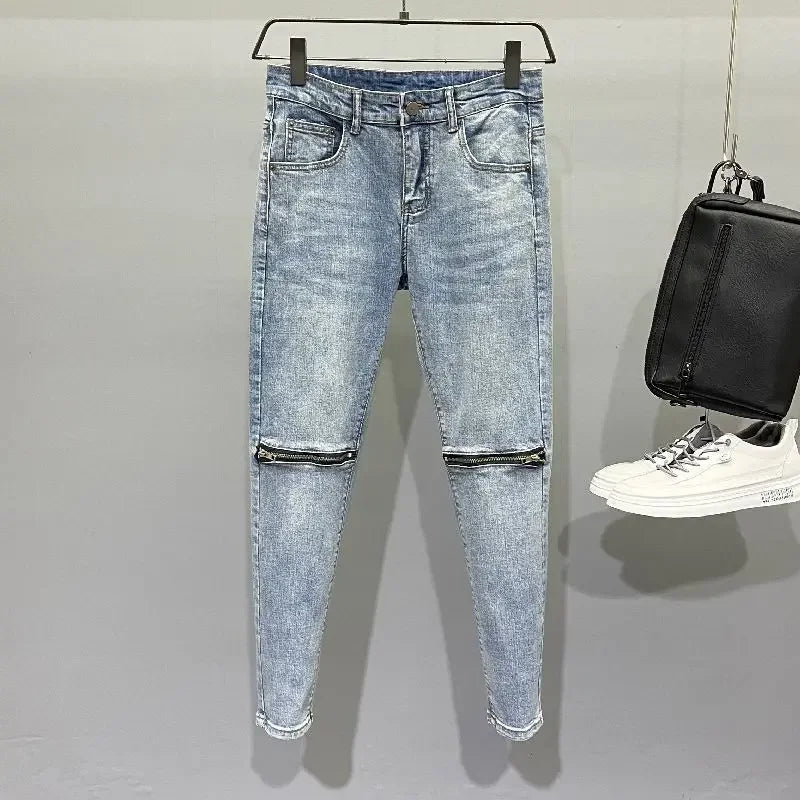 Low Rise Jeans for Men Xs Goth Luxury Harajuku Stylish Trousers Cotton 2025 Korean Autumn Soft Stacked Classic Man Cowboy Pants