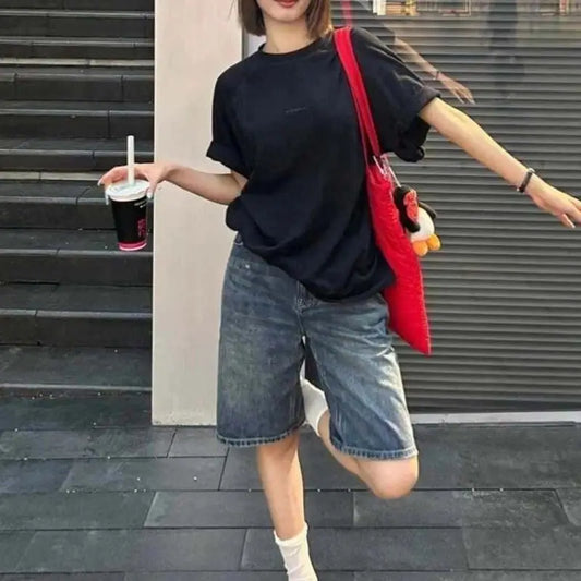 Adora Milano Damen lässige weite Jeans-Shorts modisch für Damen