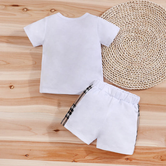 Adora Milano Set Maglietta Manica Corta+Pantaloncini Stampa Orsetto a Quadretti Fumetto