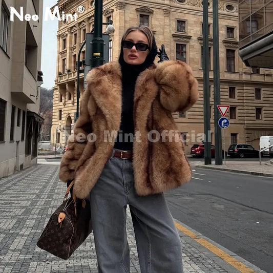 Adora Milano Giacca a Righe Gialle in Pelliccia Sintetica da Donna