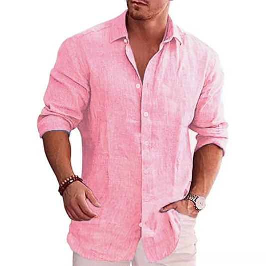 Camicia a maniche lunghe da uomo Adora Milano, in cotone e lino, per autunno
