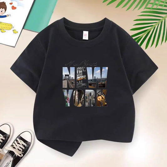 Adora Milano Casual T-shirt per Ragazzi con Stampa New York