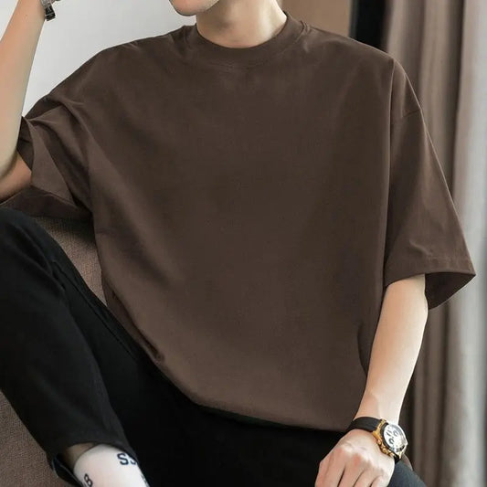 Adora Milano T-shirt a Maniche Corte Pesante da Uomo Girocollo