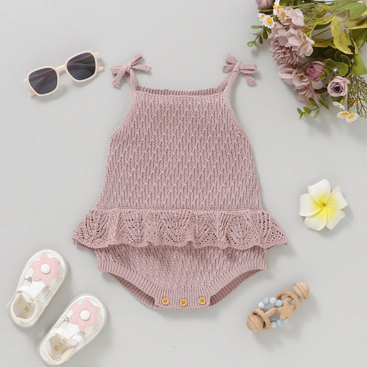 Adora Milano Neugeborenes Ärmelloses Gestricktes Strampler-Outfit für Baby-Mädchen Kleidung
