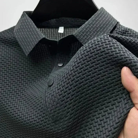 Nuova T-shirt Estiva da Uomo a Maniche Corte di Marca, in Seta Ghiaccio Fresca e Traspirante, Polo Business Casual, Top Assorbi-Sudore