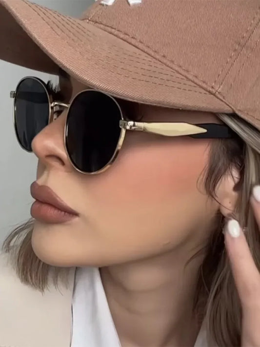 Adora Milano Occhiali da sole tondi vintage in metallo da donna Nuova moda Occhiali da sole retrò Occhiali di tendenza femminili