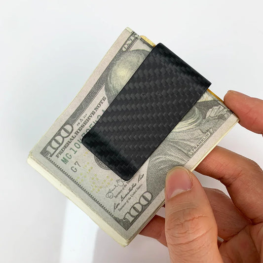 Adora Milano Pinza Porta Carte, Banconote, Contanti e Biglietti in Twill di Vera Fibra di Carbonio Nero Opaco da Uomo