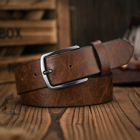 Adora Milano cintura in PU marrone da uomo con fibbia in metallo stile casual retrò