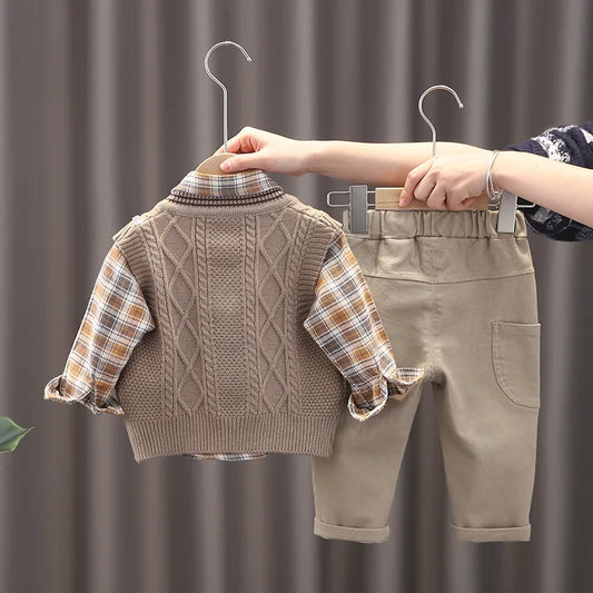 Adora Milano Completo Abito Bambini Maschietti Camicia Gilet Pantaloni Casual Scozzesi