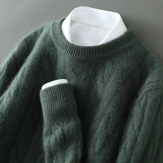 Maglione da uomo in cashmere spesso 100% cashmere puro girocollo maglione in cashmere 2024 nuova maglia di base primavera e inverno