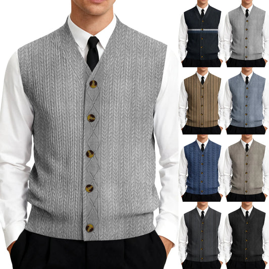 Adora Milano Cardigan Senza Maniche da Uomo, in Maglia, Caldo, Casual, con Bottoni, Gilet da Uomo