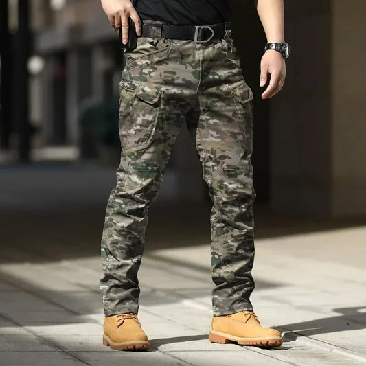 Adora Milano Mens Waterproof Cargo Pants Elastic Multiple Pocket Military Male Trousers Outdoor Joggers Pant