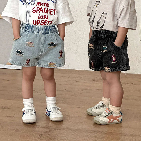 Adora Milano Pantaloncini Estivi Bambini 1-9 anni Pantaloncini in Denim Bambini Pantaloni Casual