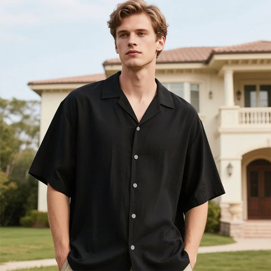 Camicia da uomo Adora Milano a maniche corte casual tinta unita estiva con bottoni